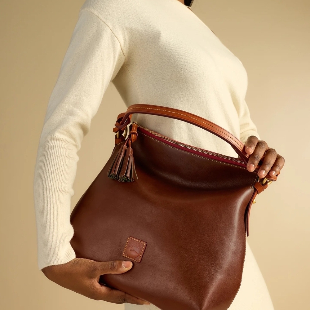 Dooney & Bourke Florentine Leather Hobo with Red Trim - Picture 3 of 7